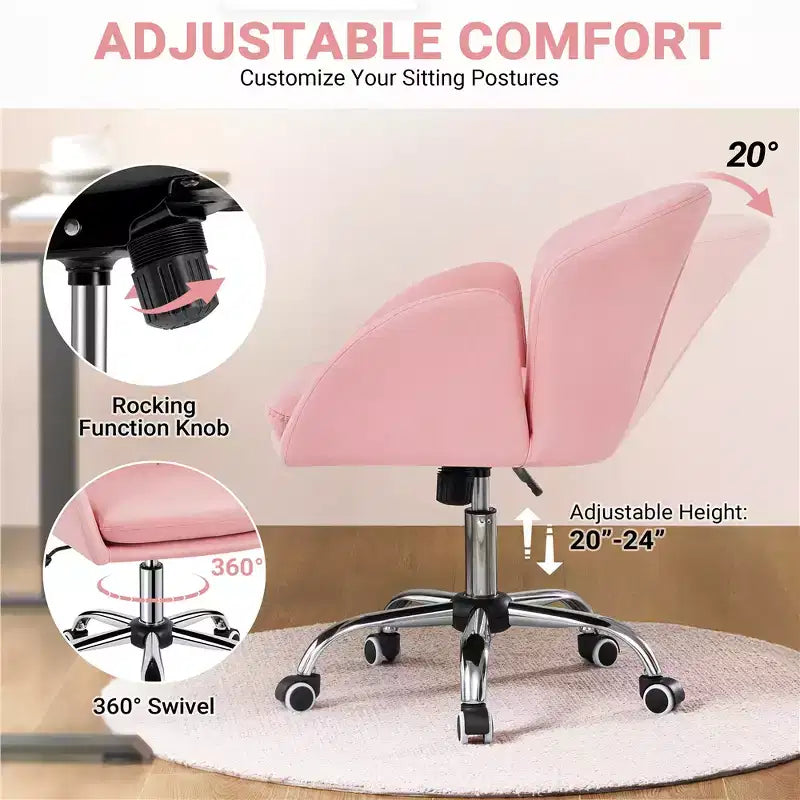 Chaise de bureau pivotante à roulettes avec accoudoirs pour la maison ou le bureau