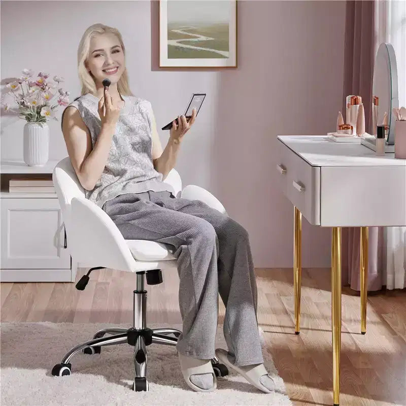 Chaise de bureau pivotante à roulettes avec accoudoirs pour la maison ou le bureau