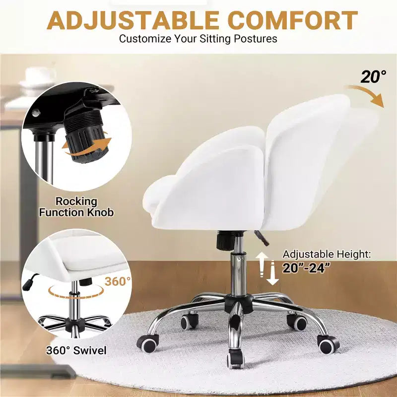 Chaise de bureau pivotante à roulettes avec accoudoirs pour la maison ou le bureau