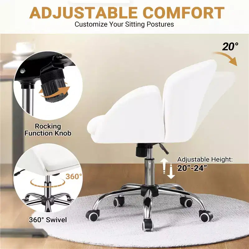 Chaise de bureau pivotante à roulettes avec accoudoirs pour la maison ou le bureau