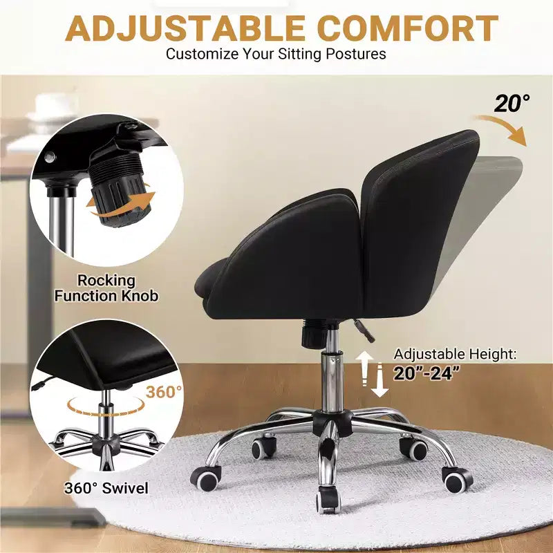 Chaise de bureau pivotante à roulettes avec accoudoirs pour la maison ou le bureau