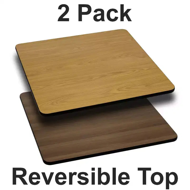 Lot de 2 plateaux de table carrés de 91 cm avec dessus stratifié réversible
