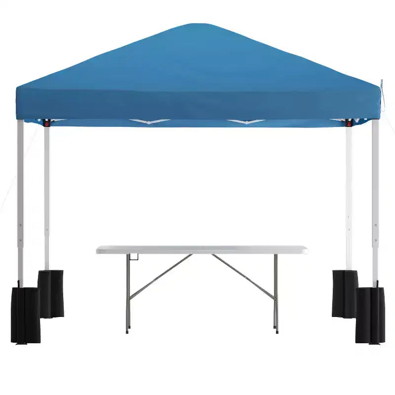 Ensemble de tentes de fête/de hayon Emma et Oliver pour événements extérieurs avec auvent pop-up et étui à roulettes et table pliante avec poignée de transport