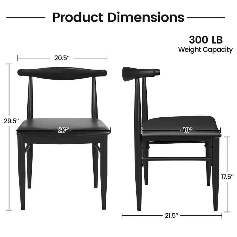 Lot de 2 chaises de salle à manger modernes sans accoudoirs avec pieds en métal