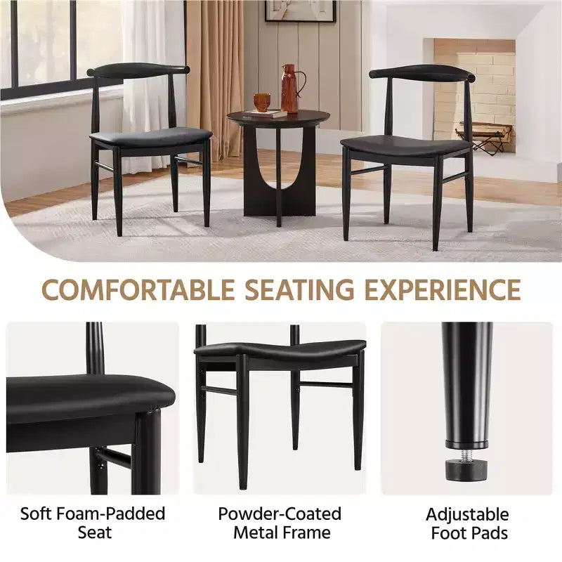 Lot de 2 chaises de salle à manger modernes sans accoudoirs avec pieds en métal