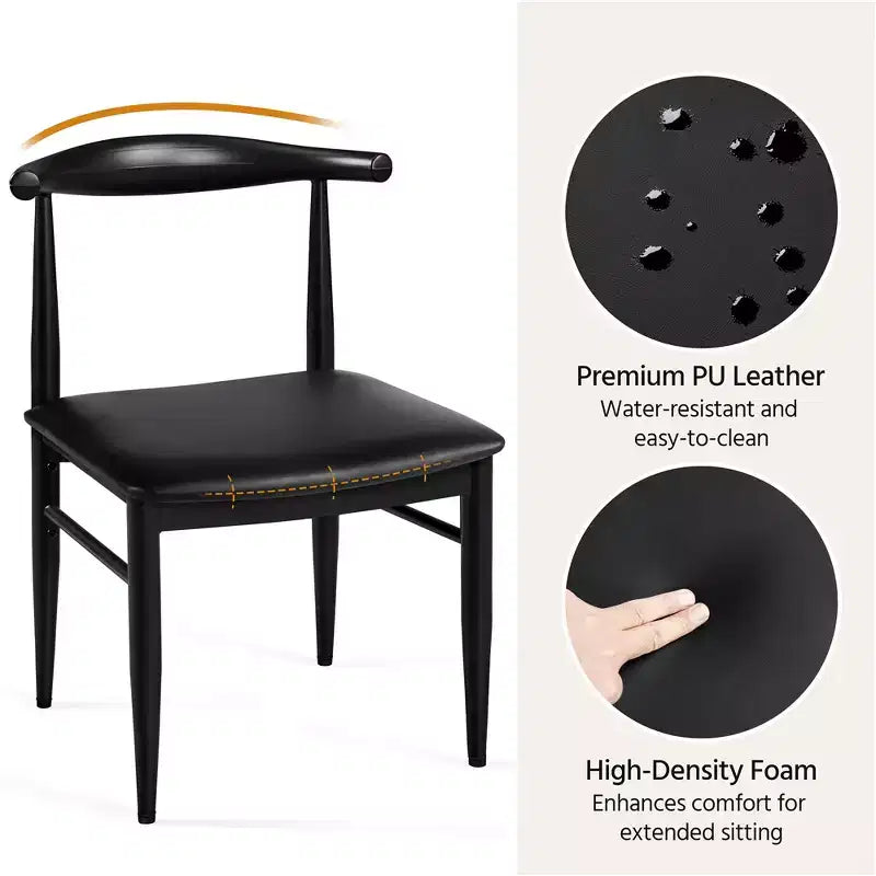 Lot de 2 chaises de salle à manger modernes sans accoudoirs avec pieds en métal