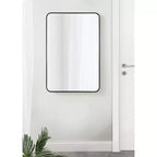 Miroir mural encadré rectangulaire avec bords arrondis