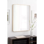 Miroir mural encadré rectangulaire avec bords arrondis