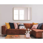 Miroir mural encadré rectangulaire avec bords arrondis