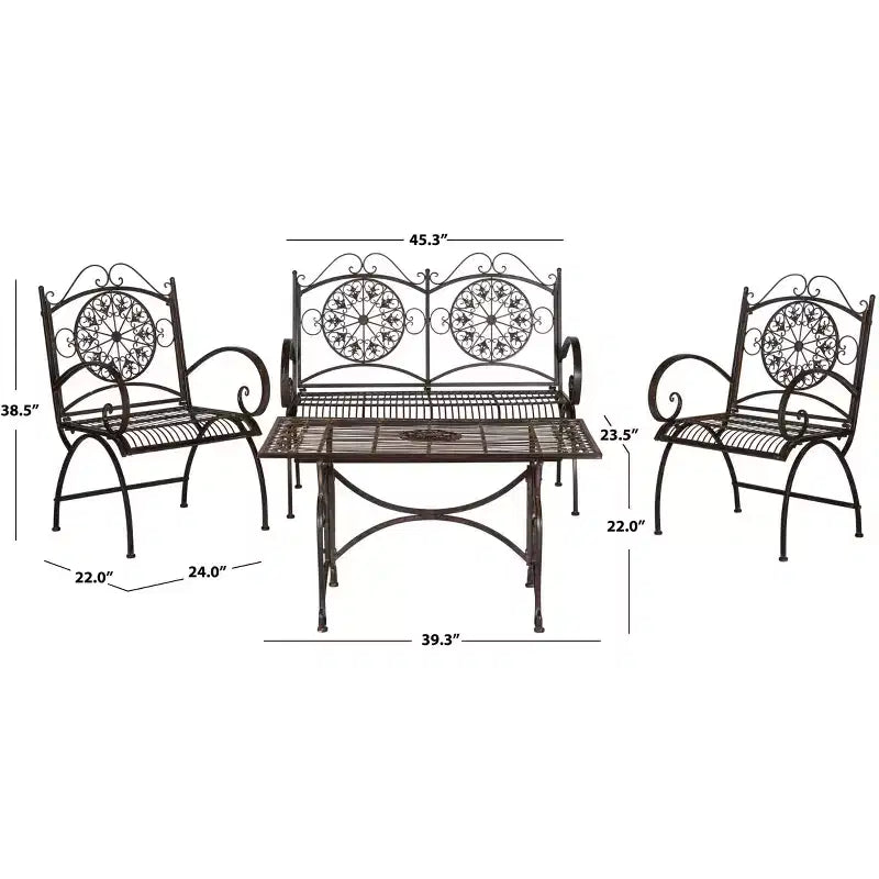 Ensemble de patio 4 pièces Sophie - Intérieur/Extérieur - PAT5001 - Safavieh