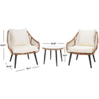 Ensemble de 3 chaises longues Warlen - Intérieur/extérieur - PAT9016 - Naturel/Beige - Safavieh