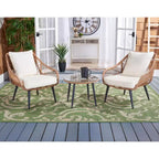 Ensemble de 3 chaises longues Warlen - Intérieur/extérieur - PAT9016 - Naturel/Beige - Safavieh