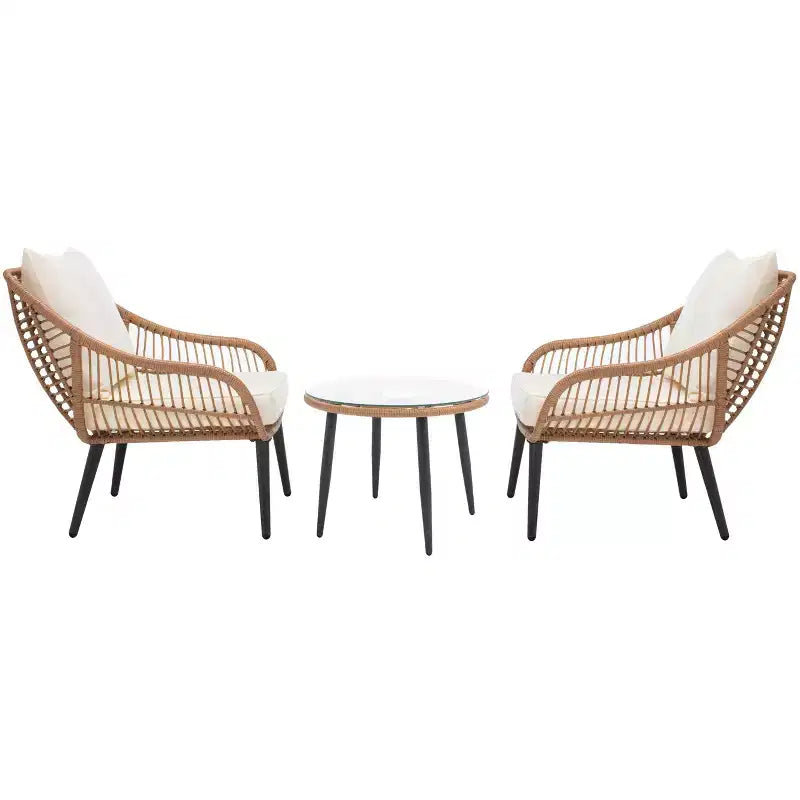 Ensemble de 3 chaises longues Warlen - Intérieur/extérieur - PAT9016 - Naturel/Beige - Safavieh
