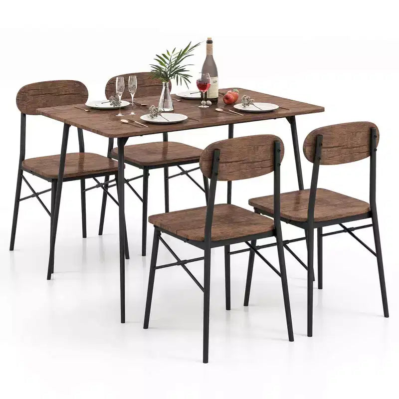 Costway 5-Piece Dining Table Set for 4 Modern Kitchen Dining Room Furniture Set