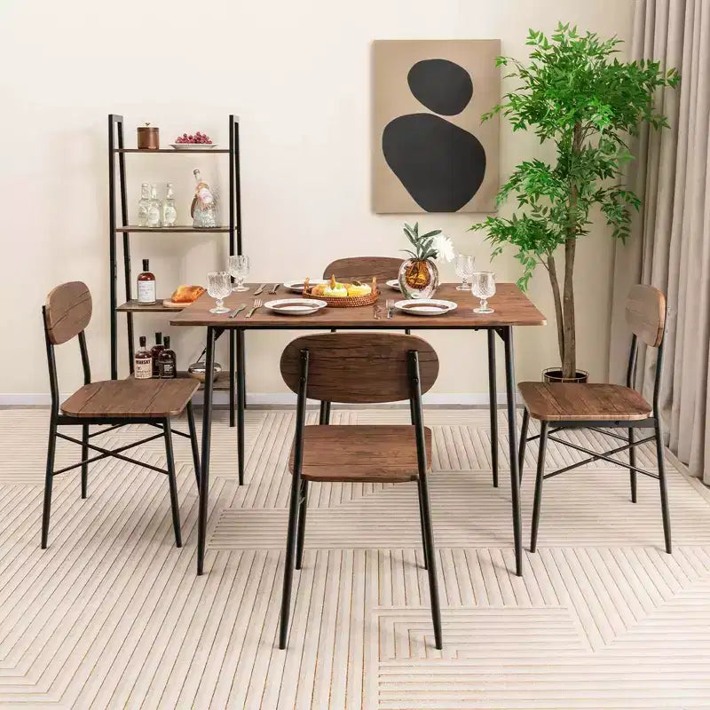 Ensemble de salle à manger 5 pièces Costway pour 4 personnes, mobilier de cuisine moderne