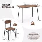 Ensemble de salle à manger 5 pièces Costway pour 4 personnes, mobilier de cuisine moderne