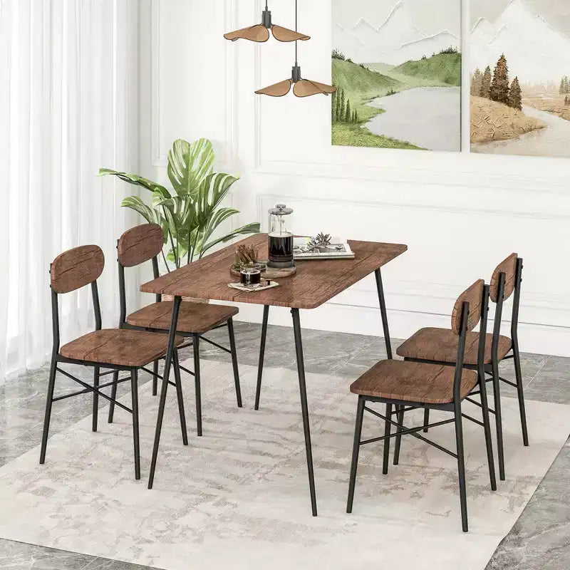 Ensemble de salle à manger 5 pièces Costway pour 4 personnes, mobilier de cuisine moderne