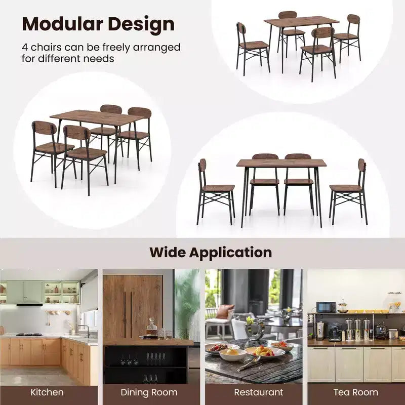 Ensemble de salle à manger 5 pièces Costway pour 4 personnes, mobilier de cuisine moderne