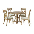 Noelia 5-Piece Round Natural Dining Set with 4 Chairs and Round Table| ART OF LIVING DESIGNS-Natural