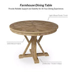 Ensemble de salle à manger rond 5 pièces Noelia naturel avec 4 chaises et table ronde | ART OF LIVING DESIGNS-Naturel