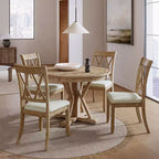Ensemble de salle à manger rond 5 pièces Noelia naturel avec 4 chaises et table ronde | ART OF LIVING DESIGNS-Naturel