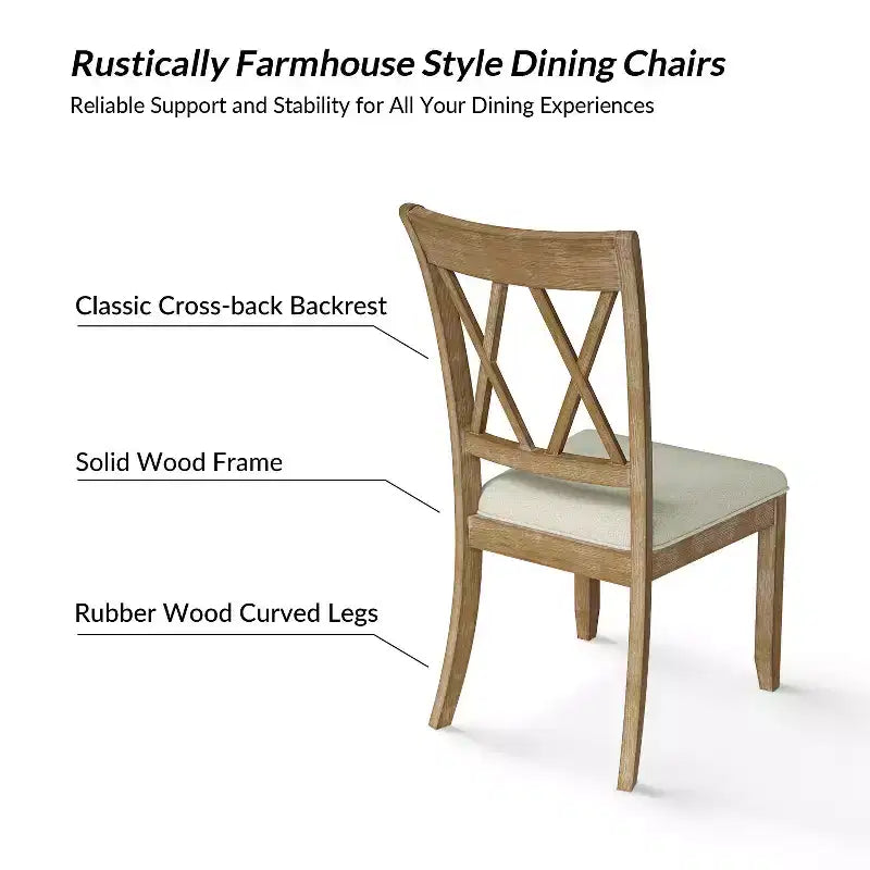 Ensemble de salle à manger rond 5 pièces Noelia naturel avec 4 chaises et table ronde | ART OF LIVING DESIGNS-Naturel
