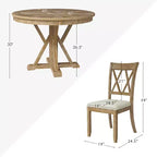 Ensemble de salle à manger rond 5 pièces Noelia naturel avec 4 chaises et table ronde | ART OF LIVING DESIGNS-Naturel