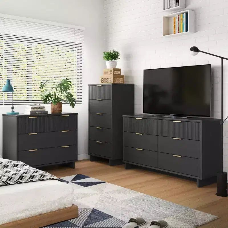 Ensemble de chambre à coucher Manhattan Comfort Granville 3 pièces avec commode simple et commode double