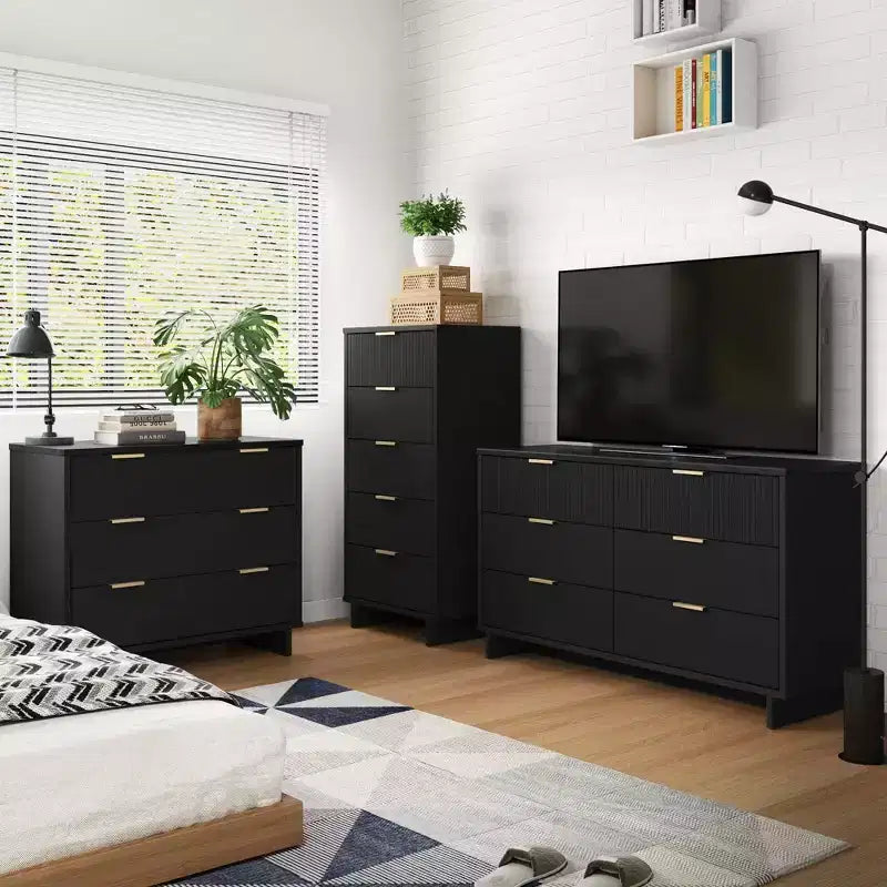 Ensemble de chambre à coucher Manhattan Comfort Granville 3 pièces avec commode simple et commode double
