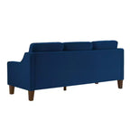 Fauteuil/Causeuse/Canapé 3 places rembourré avec accoudoirs arrondis et pieds en bois, Bleu marine/Noir/Taupe, 4W-ModernLuxe