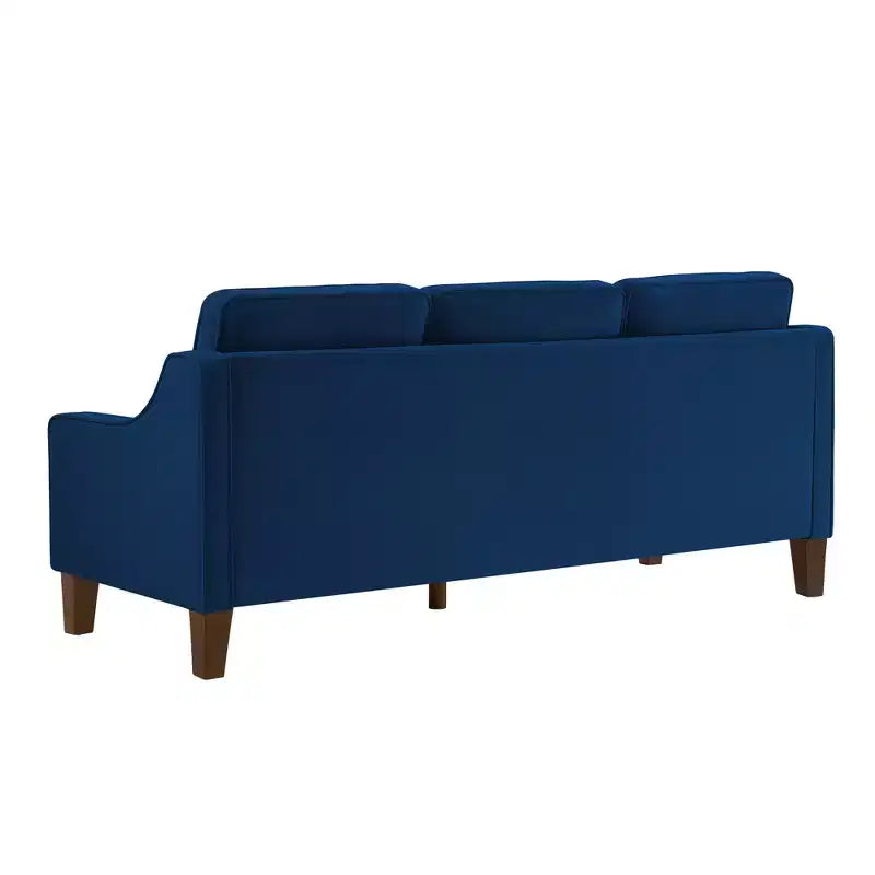 Fauteuil/Causeuse/Canapé 3 places rembourré avec accoudoirs arrondis et pieds en bois, Bleu marine/Noir/Taupe, 4W-ModernLuxe