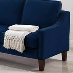 Fauteuil/Causeuse/Canapé 3 places rembourré avec accoudoirs arrondis et pieds en bois, Bleu marine/Noir/Taupe, 4W-ModernLuxe