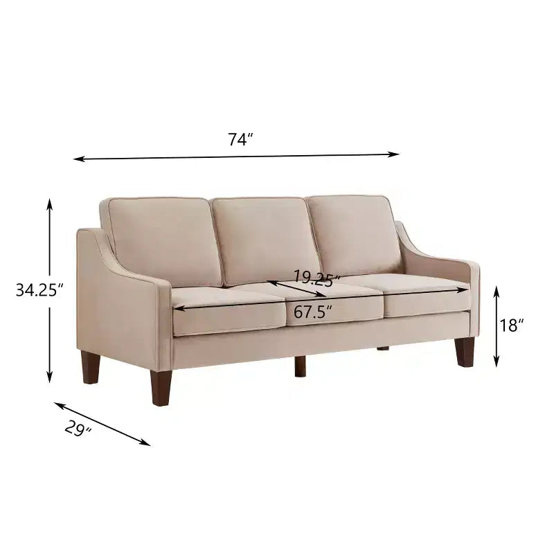 Fauteuil/Causeuse/Canapé 3 places rembourré avec accoudoirs arrondis et pieds en bois, Bleu marine/Noir/Taupe, 4W-ModernLuxe