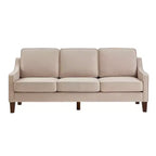 Fauteuil/Causeuse/Canapé 3 places rembourré avec accoudoirs arrondis et pieds en bois, Bleu marine/Noir/Taupe, 4W-ModernLuxe