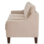 Fauteuil/Causeuse/Canapé 3 places rembourré avec accoudoirs arrondis et pieds en bois, Bleu marine/Noir/Taupe, 4W-ModernLuxe
