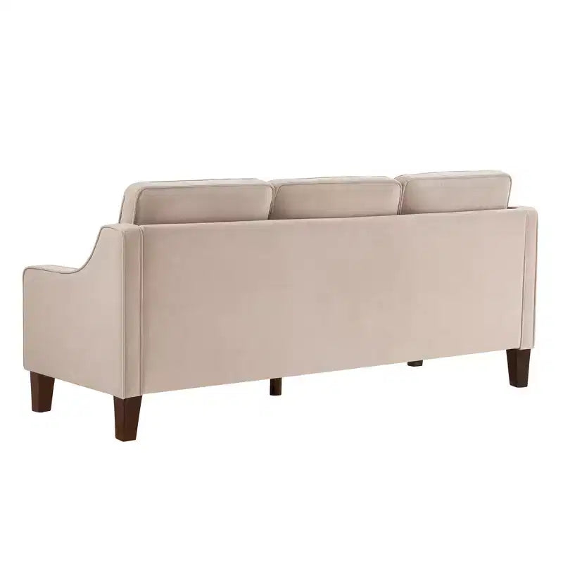 Fauteuil/Causeuse/Canapé 3 places rembourré avec accoudoirs arrondis et pieds en bois, Bleu marine/Noir/Taupe, 4W-ModernLuxe