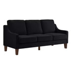 Fauteuil/Causeuse/Canapé 3 places rembourré avec accoudoirs arrondis et pieds en bois, Bleu marine/Noir/Taupe, 4W-ModernLuxe