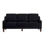 Fauteuil/Causeuse/Canapé 3 places rembourré avec accoudoirs arrondis et pieds en bois, Bleu marine/Noir/Taupe, 4W-ModernLuxe