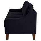 Fauteuil/Causeuse/Canapé 3 places rembourré avec accoudoirs arrondis et pieds en bois, Bleu marine/Noir/Taupe, 4W-ModernLuxe