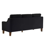 Fauteuil/Causeuse/Canapé 3 places rembourré avec accoudoirs arrondis et pieds en bois, Bleu marine/Noir/Taupe, 4W-ModernLuxe