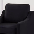 Fauteuil/Causeuse/Canapé 3 places rembourré avec accoudoirs arrondis et pieds en bois, Bleu marine/Noir/Taupe, 4W-ModernLuxe