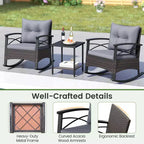 Costway Ensemble de 3 pièces de mobilier de jardin avec table basse à 2 niveaux et coussins de dossier moelleux pour extérieur