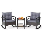 Costway Ensemble de 3 pièces de mobilier de jardin avec table basse à 2 niveaux et coussins de dossier moelleux pour extérieur