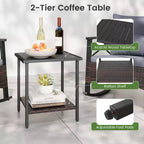 Costway Ensemble de 3 pièces de mobilier de jardin avec table basse à 2 niveaux et coussins de dossier moelleux pour extérieur