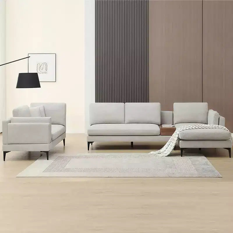 5-Seat Minimalist Cloud Couch and Loveseat Set U Shaped Sectional Sofa for Living Room Linen - Morden Fort