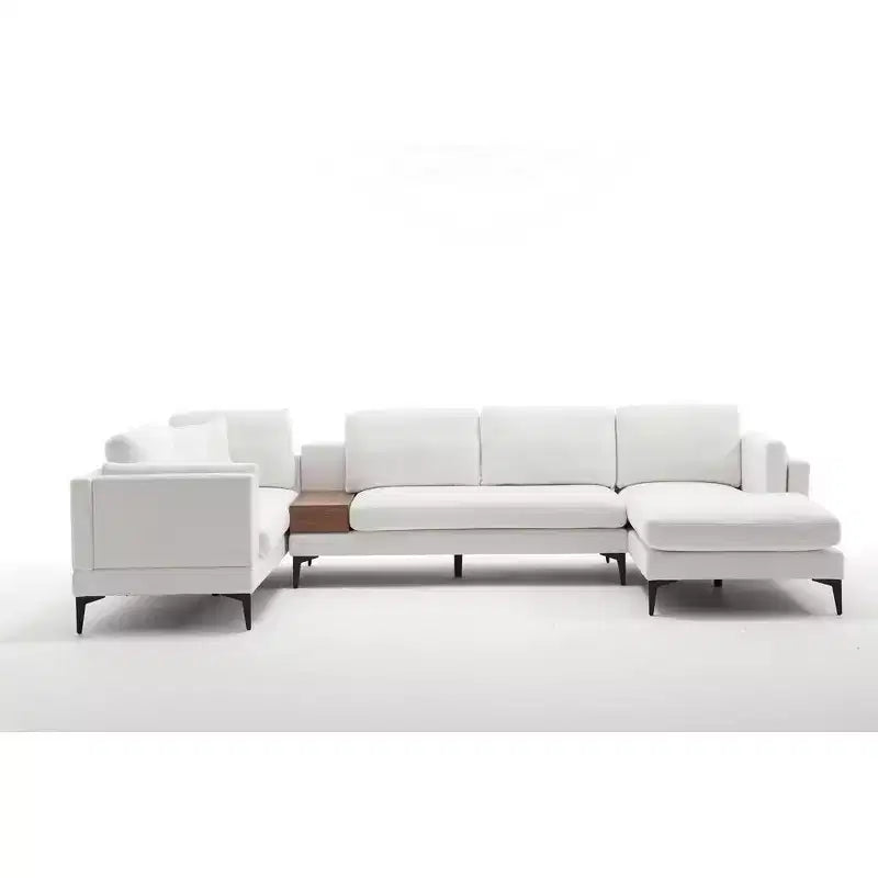 Morden Fort - Canapé Sectionnel en U, Design Minimaliste, 5 Places, Style Nuage avec Causeuse pour Salon, en Lin