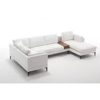 Morden Fort - Canapé Sectionnel en U, Design Minimaliste, 5 Places, Style Nuage avec Causeuse pour Salon, en Lin