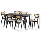Ensemble de salle à manger 7 pièces en bois Baxton Studio Dannell, style moderne mid-century