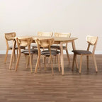 Ensemble de salle à manger 7 pièces en bois Baxton Studio Dannell, style moderne mid-century