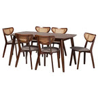 Ensemble de salle à manger 7 pièces en bois Baxton Studio Dannell, style moderne mid-century